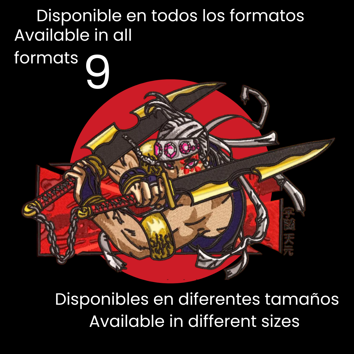 Diseño de Bordado Inspirado en el Anime de Demon Slayer