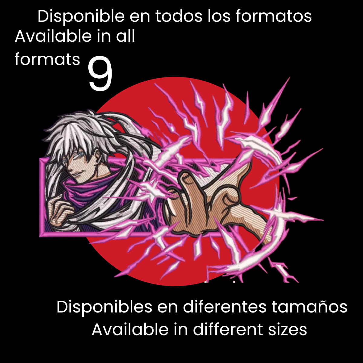 Diseño de Bordado Inspirado en el Anime de Jujutsu Kaisen