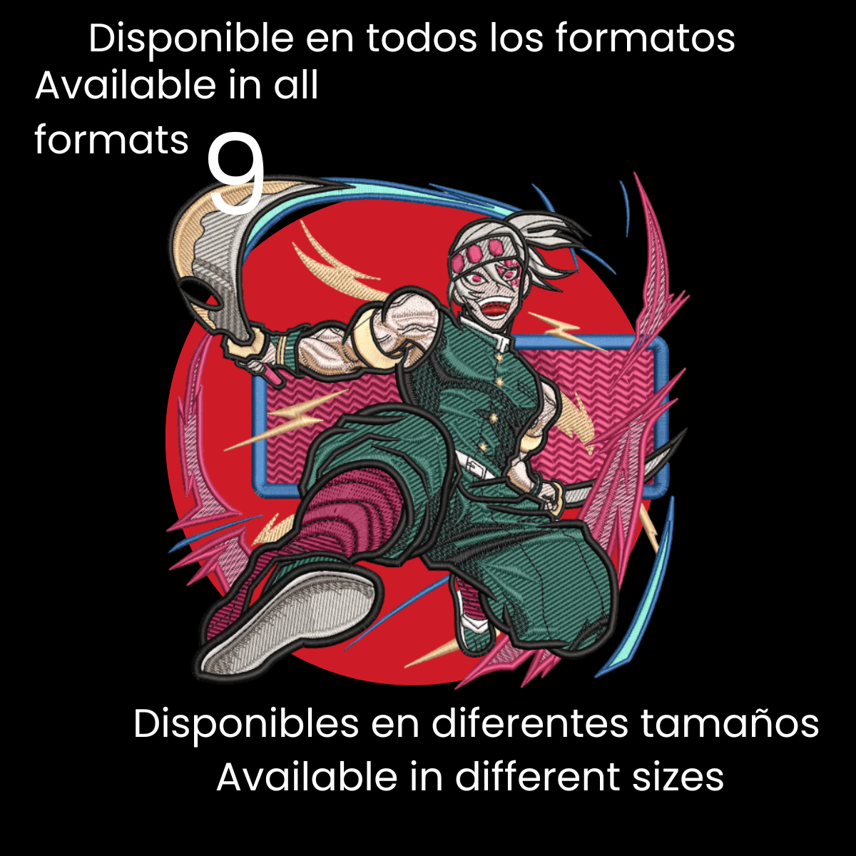 Diseño de Bordado Inspirado en el Anime de Demon Slayer