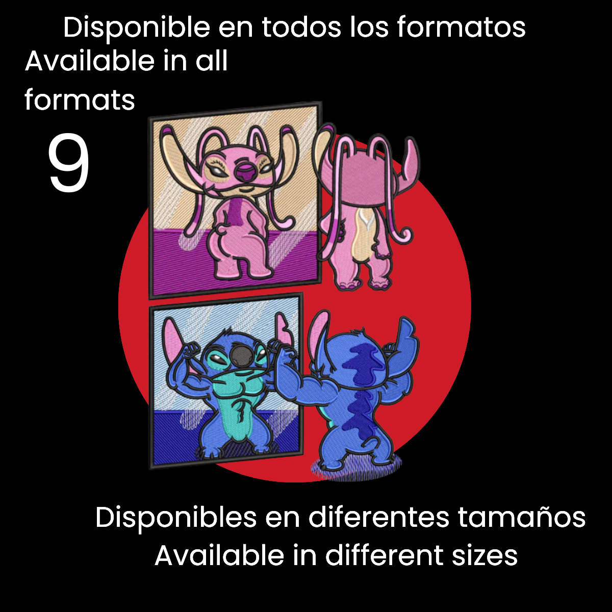 Diseño de Bordado Inspirado en Stich y Angela