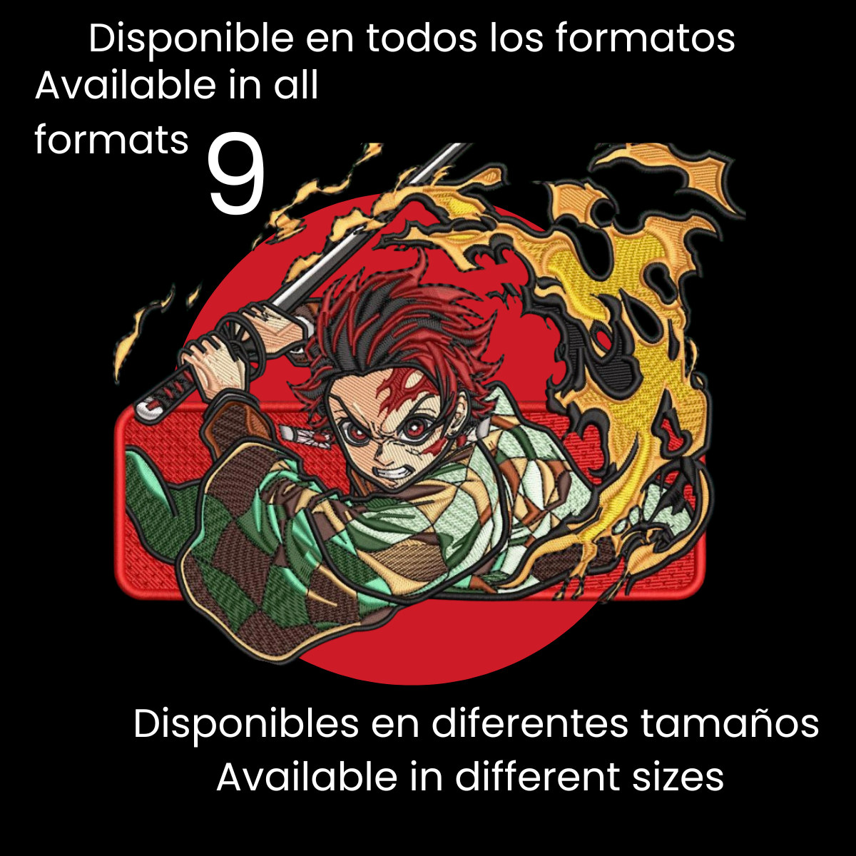 Diseño de Bordado Inspirado en el Anime de Demon Slayer