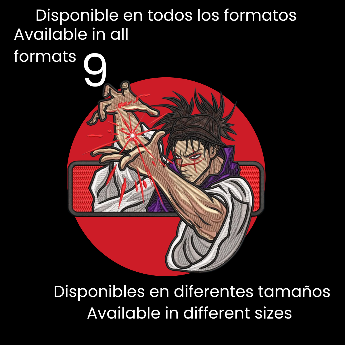 Diseño de Bordado Inspirado en el Anime de Jujutsu Kaisen