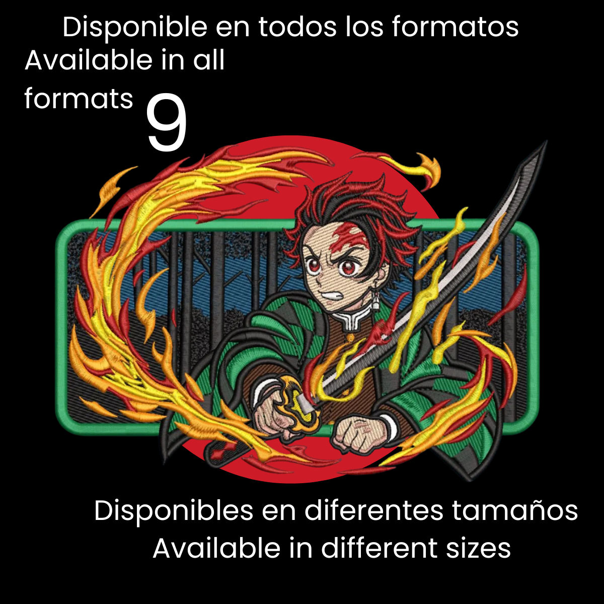 Diseño de Bordado Inspirado en el Anime de Demon Slayer