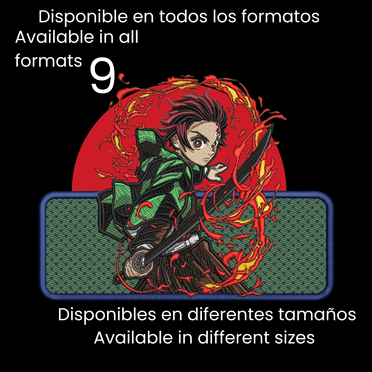 Diseño de Bordado Inspirado en el Anime de Demon Slayer