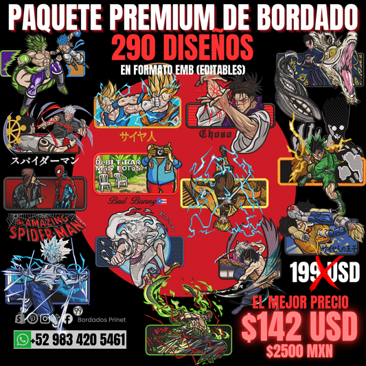 PAQUETE PREMIUM DE BORDADOS