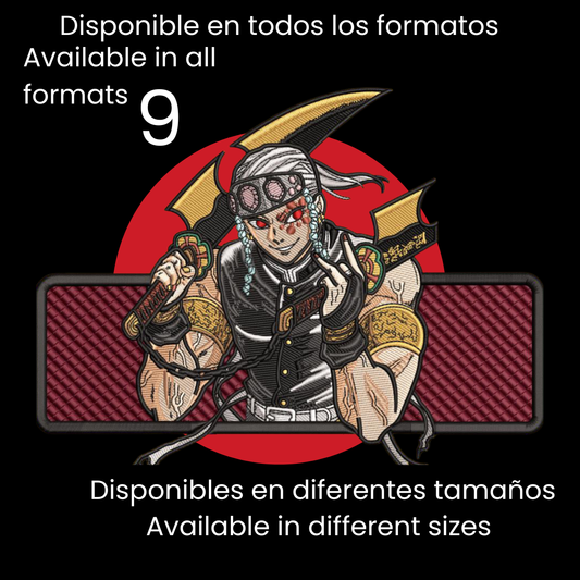 Diseño de Bordado Inspirado en el Anime de Demon Slayer