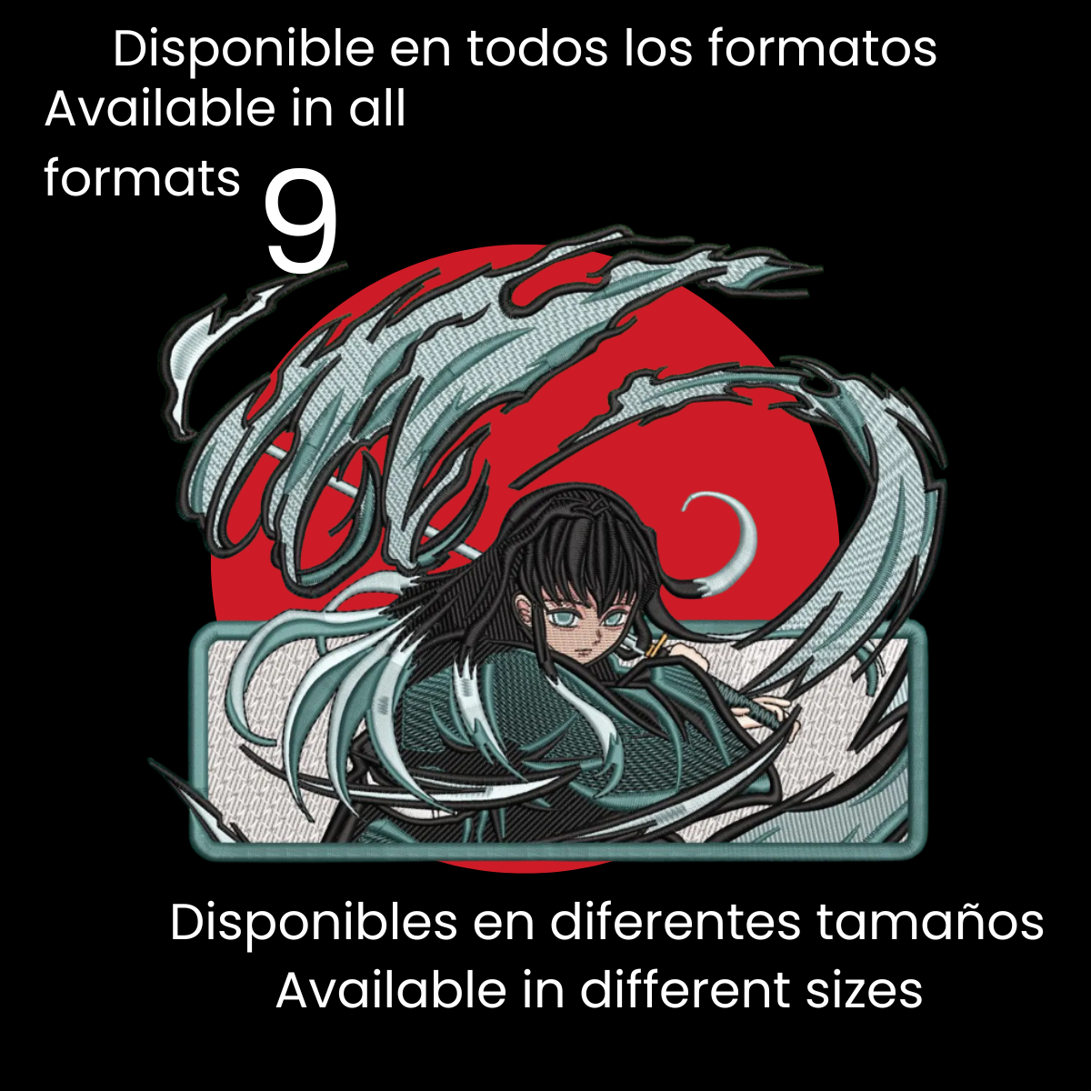 Diseño de Bordado Inspirado en el Anime de Demon Slayer