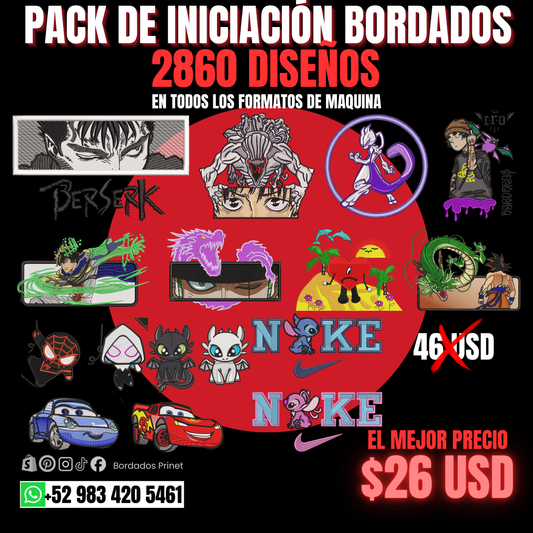 PAQUETE DE INICIACIÓN DE 2860 DISEÑOS PARA BORDAR