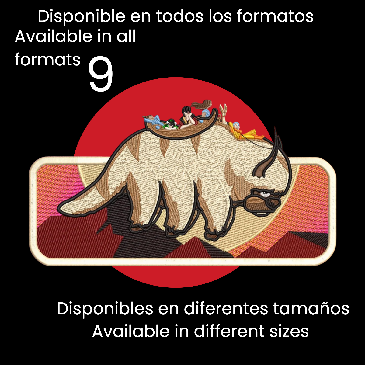Diseño de Bordado Inspirado en la Serie de Avatar la Leyenda de Ang