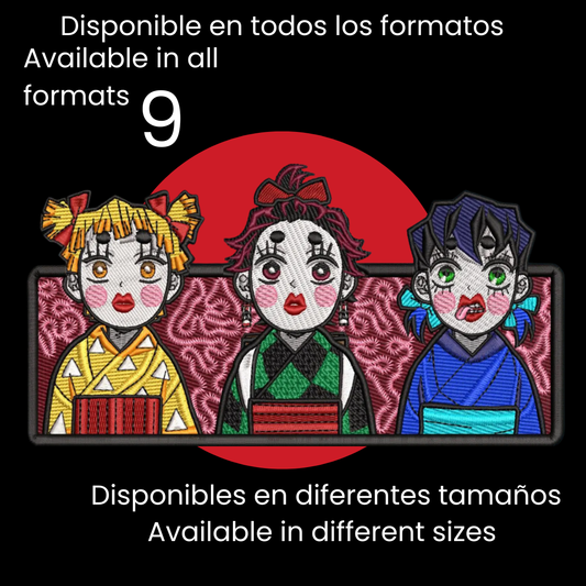 Diseño de Bordado Inspirado en el Anime de Demon Slayer