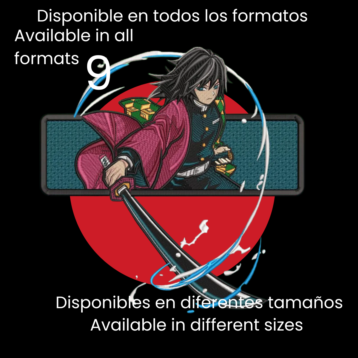 Diseño de Bordado Inspirado en el Anime de Demon Slayer