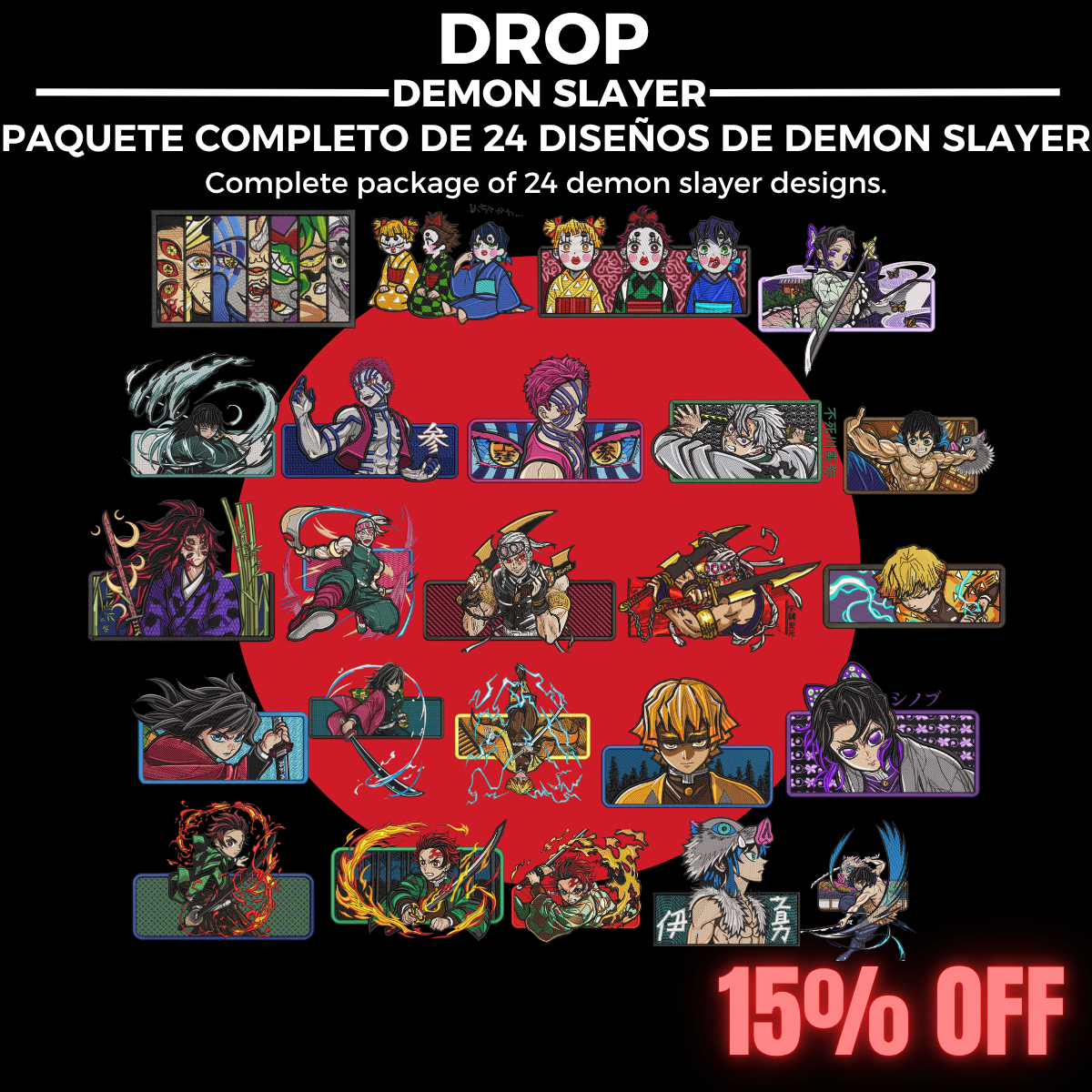 PAQUETE COMPLETO DE DEMON SLAYER PARA BORDAR